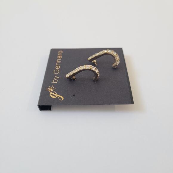 G By Gennaro Gold Tone Crystal Huggie Earrings NWT Clean Girl Accessories - Picture 2 of 4